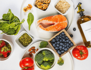 An image showcasing a range of anti-inflammatory foods